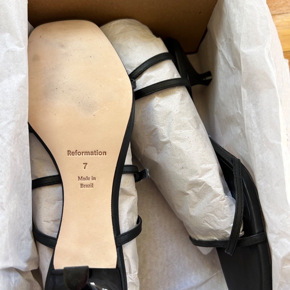 Reformation Georgia Kitten Heeled Sandal Black - Size 7 - Picture 4 of 4